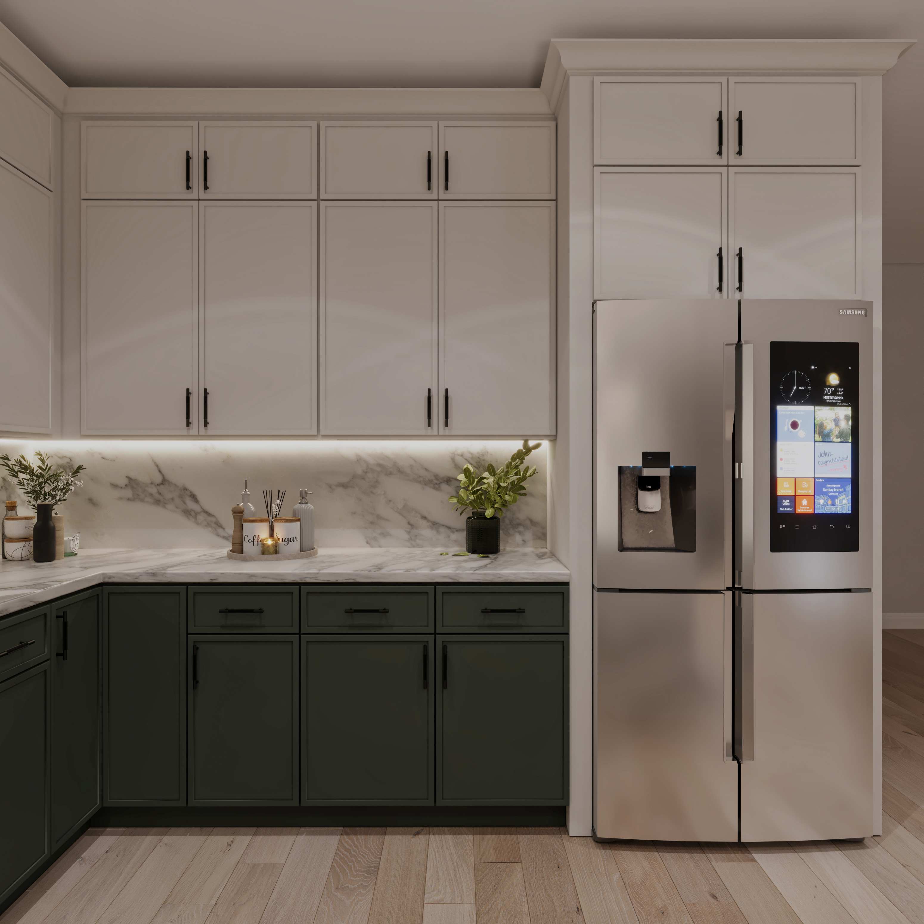 Green + Dove White