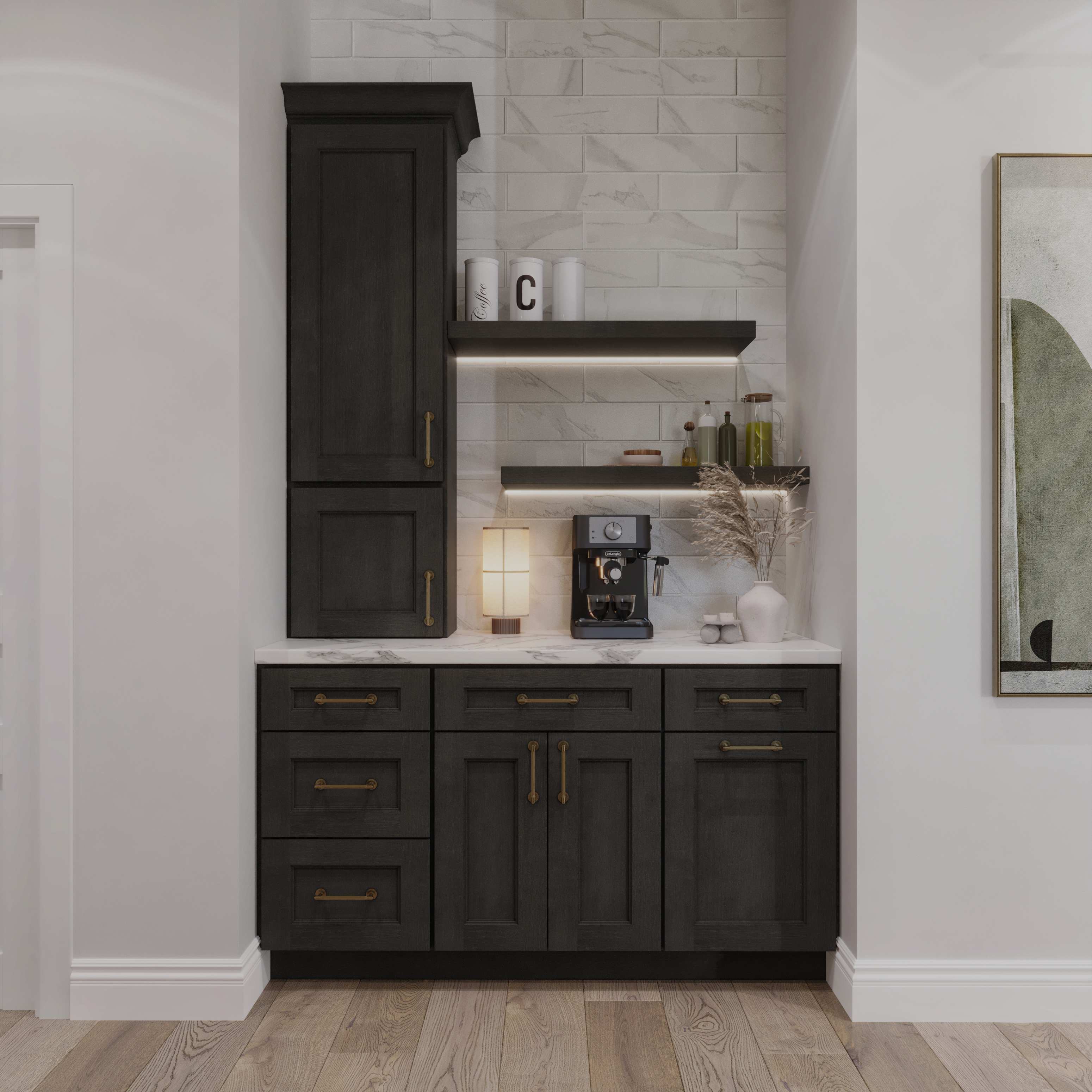Double Shaker cabinetry in a finished kitchen