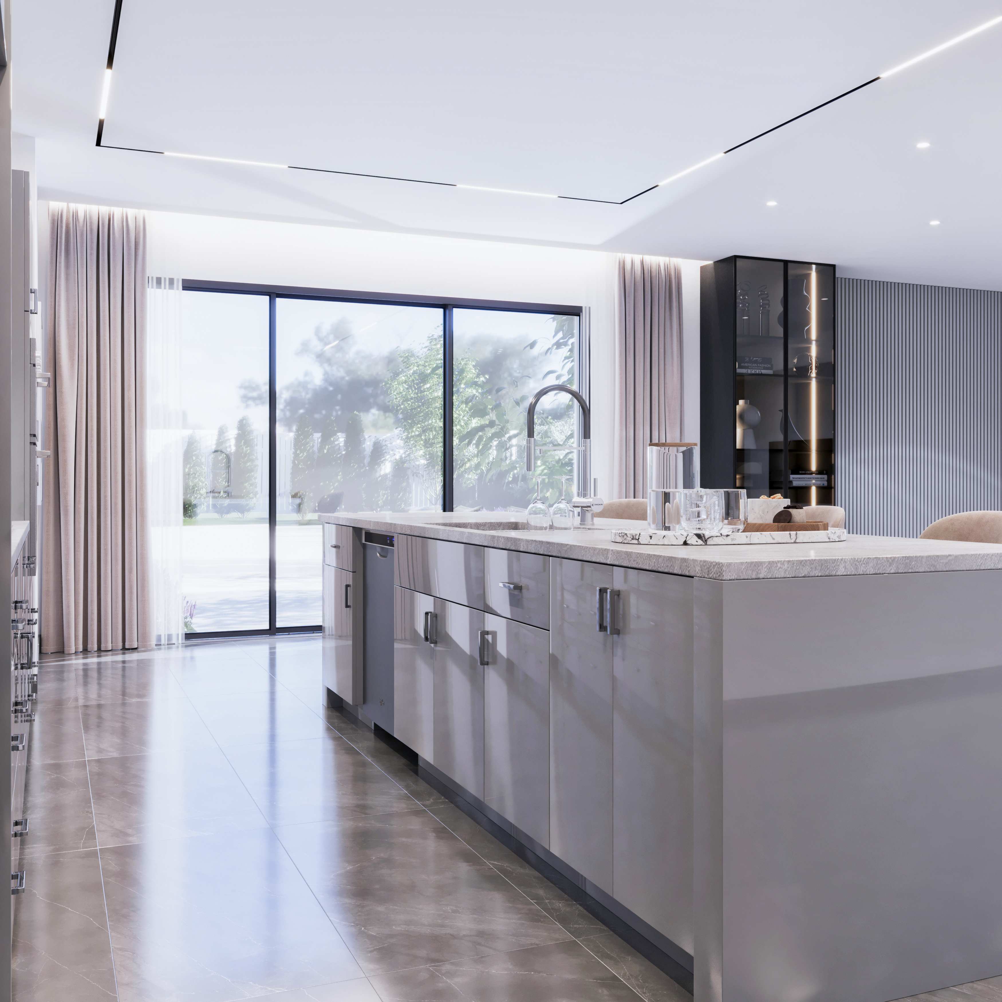 Frameless European cabinetry in a modern kitchen