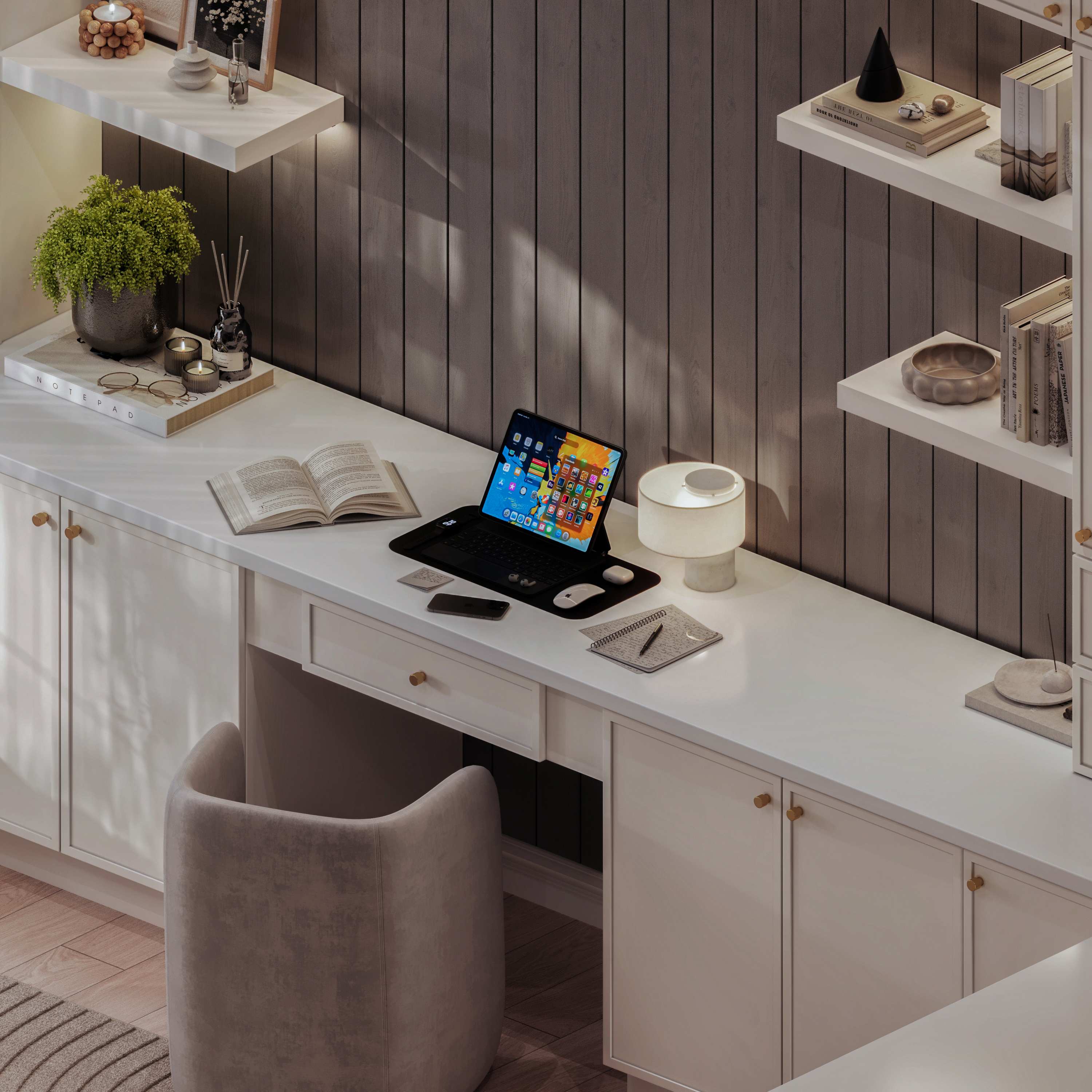 Dove white home office