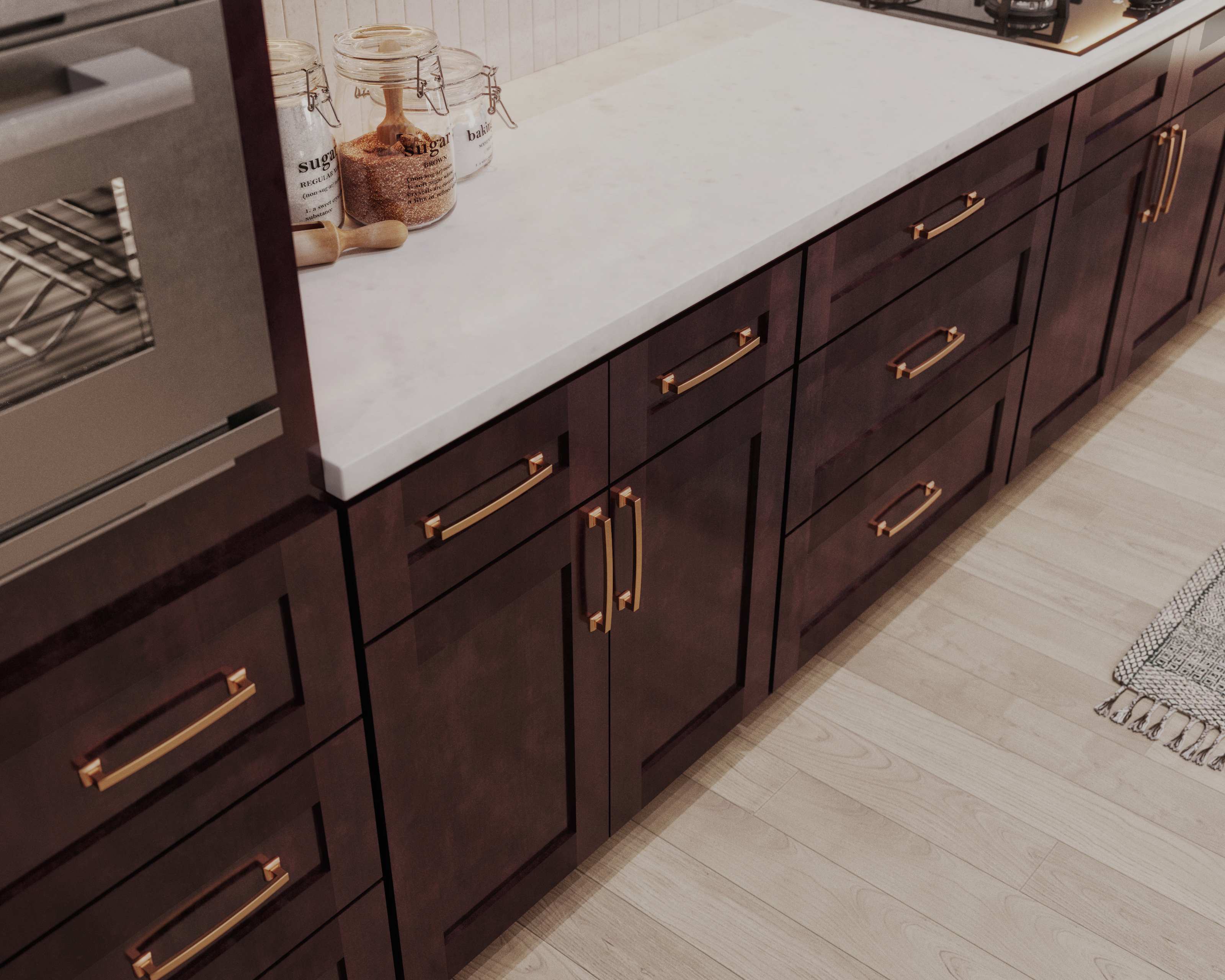 Shaker Essential cabinetry in a finished kitchen